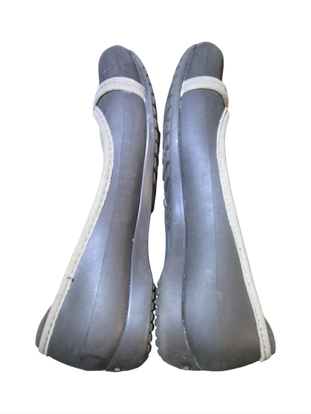 CROCS Women's Charcoal Gray Ballet Flats with Light Trim Slip On Balletcore